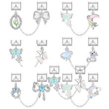 1 chiếc vòng tay DIY kiểu Ý có mặt dây chuyền đôi, được trang trí bằng các họa tiết bướm, trăng, trái tim, hoa, mắt, thích hợp làm quà tặng cho bạn bè/các cặp đôi trong các dịp lễ, Giáng sinh, Năm mới, Halloween, Ngày Valentine, thiết kế quyến rũ, trang sức bằng thép không gỉ, sản phẩm địa phương, thiết thực và thời trang, vật dụng cần thiết cho Giáng sinh và Halloween, tông màu thu trầm ấm, phong cách Giáng sinh. - M291821 - Xem 7