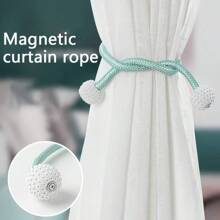 2 pièces Embrasse de rideau magnétique avec ornements de fausse perle - Boucles de corde en polyester classiques pour la décoration de la maison et de la pièce, accessoires élégants de traitement des fenêtres, rideaux pour le salon, le rangement des bébés