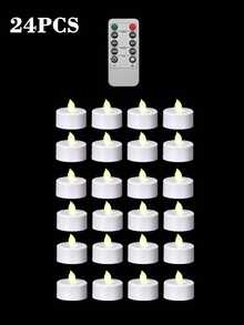 6/12/24 Peças Velas LED, Velas sem Chama a Pilha, Velas de Chá, Luzes de Vela Românticas com Timer e Controle Remoto para Festa de Aniversário, Decoração de Casamento, Decoração Doméstica, Presentes - Branco - Visão 10