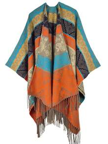 Boho 1pc Color Block Shawl Big Scarf - Multicolor - View 9
