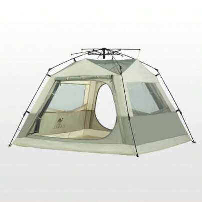 CAMEL Carpa instantánea para 4 personas, carpa portátil a prueba de sol, adecuada para acampar durante la noche en el parque, conjunto de carpa con toldo impermeable que se monta en 60 segundos