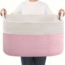 OYHOMO 1pc XXL Storage Basket Large Blanket Basket For Living Room, Extra Large Woven Storage Basket For Laundry, Toys Storage Basket, Clothes Basket, 18.9x13.4x11 Inches - Multicolor - View 19