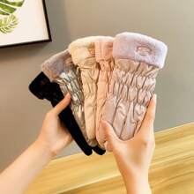 1 Paar Damen Herbst/Winter gefütterte & verstärkte warme Handschuhe, touchscreen-fähig, wasserfest, windundurchlässig, geeignet für Radfahren und Outdoor-Nutzung