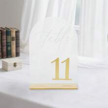 Señales de números de mesa de acrílico, set de 10 piezas, tarjetas de números de mesa transparentes para bodas, restaurantes, graduaciones y actividades - Multicolor - Ver 10