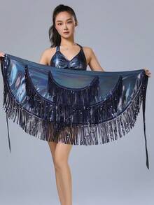 漆皮亮片流苏裙臀巾 | 肚皮舞狂欢派对拉丁舞腰链