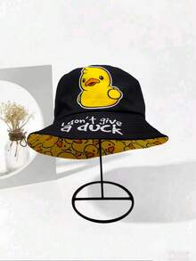 Reversible I Don't Give A Duck & Cute Yellow Duck Print Bucket Hat - Vacation Party Essential Unisex Fashion Cap - Double-sided Yellow Duck - View 1