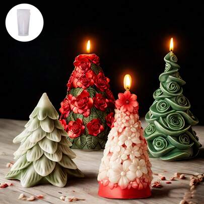 1 pieza Molde de vela en forma de árbol de Navidad - Decoración y regalo artesanal creativo para fiestas navideñas, incluye molde para hacer jabón, yeso y resina