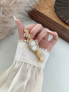 1 pieza Reloj de cuarzo ovalado retro para mujer, adecuado para decoración diaria - Unitalla - Ver 8