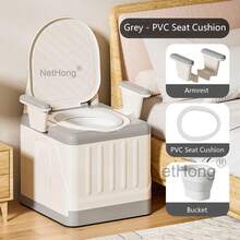 NetHong Adjustable Commode Chair Seat Portable Bedside Toilet Mobility Aid With Armrests - 白色 - 查看 1