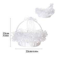 Cesta de flores para niña de las flores para la boda estilo occidental, cesta portátil para lanzar flores