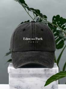 1pc White Bow Floral Print Baseball Cap With "PARK" Logo, Retro Fashion Dad Hat, Sunshade Casual Outdoor Cap, Suitable For Spring, Summer, Autumn Travel, Beach, Halloween, Holiday Gift