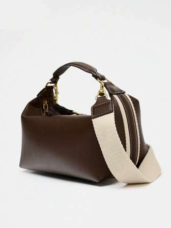 Nova bolsa de mão com design de costura em cores contrastantes, bolsa feminina impermeável de poliuretano, costura lateral com listras, zíper pequeno e requintado, carteira feminina com abertura e fechamento, adequada para viagens, compras, deslocamento para o trabalho, saídas para festas