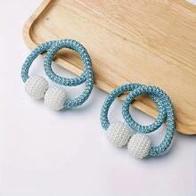 2 pièces Embrasse de rideau magnétique avec ornements de fausse perle - Boucles de corde en polyester classiques pour la décoration de la maison et de la pièce, accessoires élégants de traitement des fenêtres, rideaux pour le salon, le rangement des bébés
