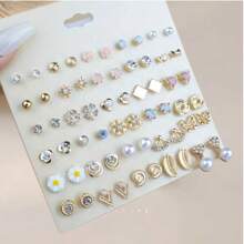 1 Set neue europäische & amerikanische kreative Strass-Blumen, Mond, Schmetterling, geometrische minimalistische Ohrstecker