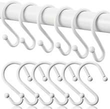 Shower Curtain Hooks, Metal Shower Hooks For Shower Curtain Rod, Rust Proof Metal Shower Curtain Rings, S Hook Set Of 12,White. - White - View 1