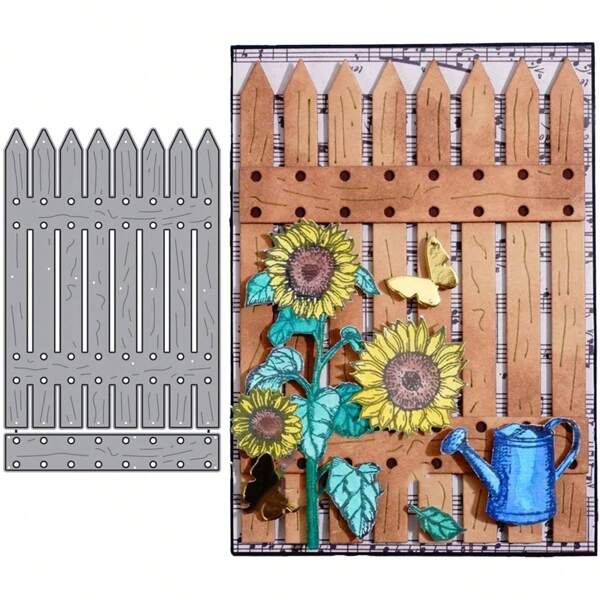 1pc Garden Fence Design Metal Cutting Die, Arts Paper Carving Template, For Paper Card Making, Scrapbooking, DIY Card Album Craft Decoration