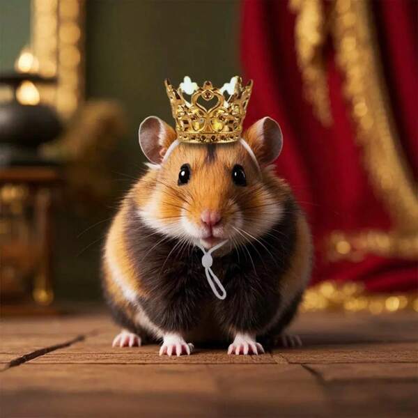 1pc Zinc Alloy Hamster Headwear Crown Hat,Rabbit Dress Up Headdress Suitable For Small Pet Dress Up