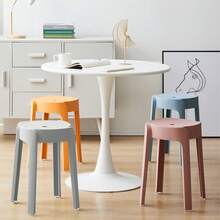 5pcs Stackable Round Plastic Stool Set - Flexible Seating With Assorted Colors - Multicolor - View 7