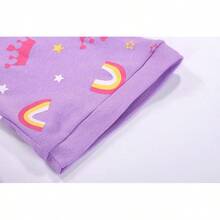 Girls Pure Cotton Summer Pjs Size 2T-14Years, Little Girls Short Sleeve 4-Piece Sleepwear Kids Toddler Pajamas Set - 白色和紫色的可愛貓咪 - 查看 9