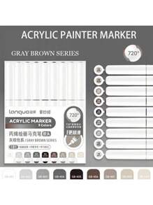 Languo 9 Colors Set Acrylic Marker Pens, Soft Tip Large Capacity Ink, Evenly Colored, Odorless, Opaque, Suitable For Stone, Glass, Ceramic, Easter Eggs, Metal, Wood And More - Perfect For Art, Craft And DIY Projects Back To School