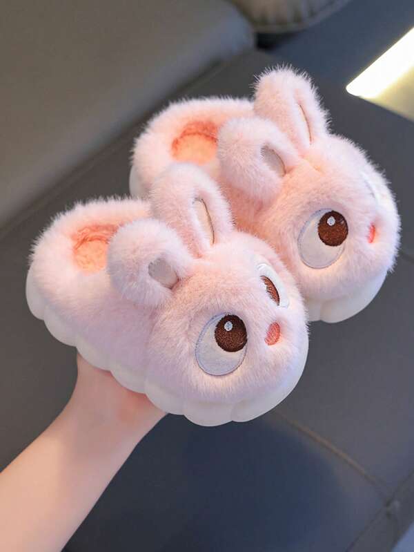 1 par de pantuflas de conejo de dibujos animados lindas para niñas, adecuadas para uso en interiores, otoño/invierno