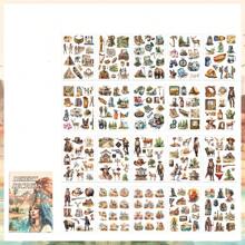 1 Pack 20 Sheets Memories Of Time Series Various Retro Themes Stickers Book Decoration Collage Card Material Aesthetics Phone Case Art Junk Journal Handmade Hand Account Personalized Collage Card Material, School Supplies,Back To School