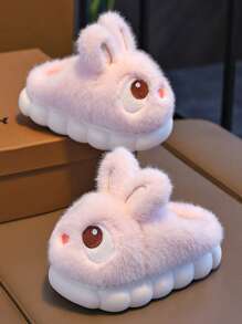 1双可爱卡通兔子女童拖鞋，适合秋冬室内穿着 - 粉色 - 查看 6