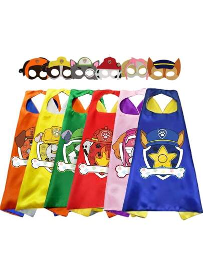 Paw Patrol Woof Team Eye Mask + Cape Cape Exquisite Printing Cape Double Layer Performance Costumes Party Decoration Cape
