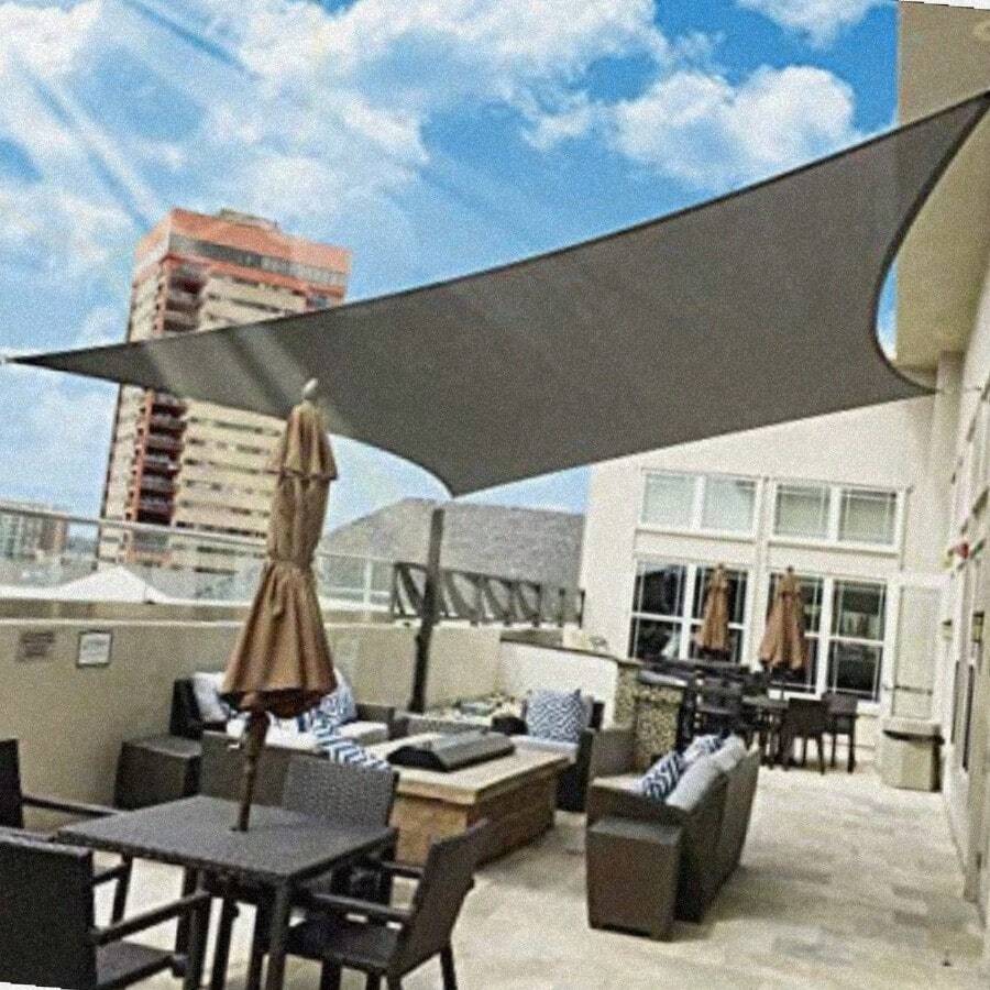 Patio Sun Shade Sail Canopy 12' X 20' Rec Shade Cloth Block Sunshade Fabric Outdoor Cover Awning Shelter For Pergola Backyard Gard Yard Grey Color - Gray - View 1