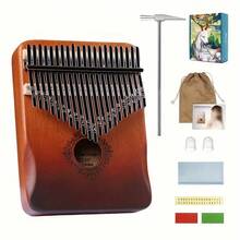Gradient 21-Key Kalimba Portable Wooden Mbira Engraved Notes - Redwood - View 6