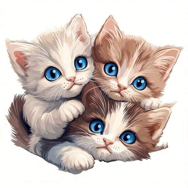 1pc/2pcs/3pcs Cute 3 Kittens Playing Stacking Game Hand Painted Style Heat Transfer Decals, Adorable Cats Playing Fun Game, Printable Sticker, Easy To Apply For DIY Decoration On Jackets, Outfits, T-Shirts, Hats, Bags, Pillows