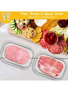 Recipiente de cocina de 3 capas, caja transparente sellada para mantener la frescura, recipiente apilable para almacenar rebanadas en el refrigerador para carne, queso, jamón, salchichas italianas, restos de alimentos, frutas y verduras, organizador de refrigeración de cocina, a prueba de fugas y reutilizable, recipiente para alimentos, organización y almacenamiento de cocina, al aire libre, camping, regalos de Halloween, Navidad, Año Nuevo