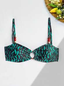 2pcs Striped Print Sexy Backless High Waist Bikini Set, Suitable For Beach, Vacation, Summer - Cadet Blue - View 5