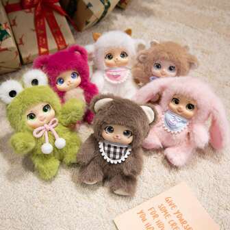 1個 かわいい漫画動物ファミリー ぬいぐるみドール フィギュア、テディベア、カエル、ひつじぬいぐるみ、子供用人形、車の装飾、リュックチャーム、誕生日/バレンタイン/イースターのギフト