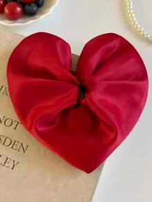 1 件优雅法式心形缎面发圈，独家发带，马尾蝴蝶结，节日风格，发饰，发饰，发圈