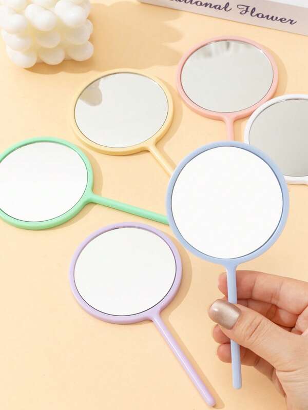 1pc/6pcs/5pcs Multi-Color Lollipop Handheld Mirror, Portable Makeup Mirror For Bag, Travel Essential Pocket Mirror, Cute Dorm Vanity Mirror For Students