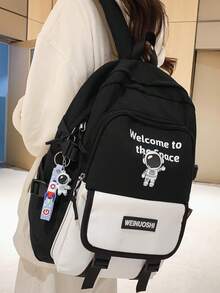 1 Pieza Mochila de Explorador Galáctico con Colgante de Astronauta. Bolsa Escolar con Temática de Astronauta. Estética Minimalista de Viaje Espacial. Mochila Escolar Ligera Personalizada. Mochila Portátil con Múltiples Compartimentos. Mochila de Compras - Multicolor - Ver 5