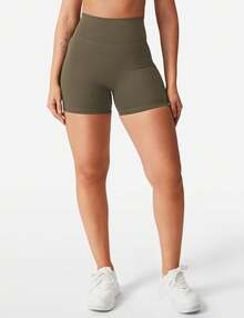 Women's Biker Shorts 3.6 /4.5 / 6 Workout Gym Shorts High Waist Tummy Control Hidden Scrunch Running Yoga - 橄欖綠 - 查看 3