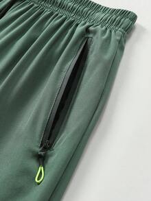 男士夏季轻便运动跑步短裤，透气户外徒步和骑行宽松短裤 - 綠色 - 查看 6