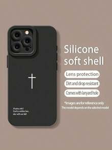 Cross Print Simple Shockproof Thick Phone Case Cover Suitable For IPhone17/IPhone17 Air/IPhone17 Pro/IPhone17 Pro Max/16 Pro Max/15 Pro Max/14 Pro Max/13 Pro Max/12 Pro Max/11 Pro Max - 黑色 - 查看 3