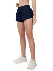 Women's Mid-Rise 2.5" Running Shorts – Quick-Dry, Lightweight Gym Shorts With Liner & Zipper Pockets For Sports & Workouts - 藏蓝色 - 查看 6