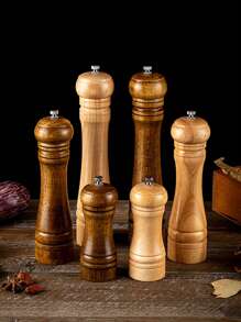 1 pieza Molinillo de pimienta manual de 5"/8"/10", Molinillo de pimienta/especias de madera de roble, Frasco para condimentos, Suministros para fiestas de Halloween y Navidad