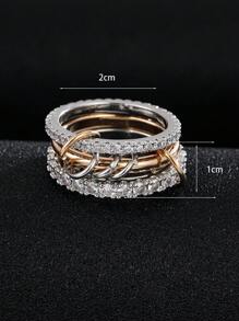 1 pieza Anillo de tres capas con estilo de lujo, incrustado con microcubos de circonita cúbica de cobre, joyería de moda adecuada para adolescentes y adultos, mejor regalo para familiares y amigos