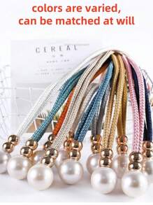 2Pcs/Set Pearl Curtain Tiebacks, Drape Pearl Tiebacks, Decorative Holders, Ropes Curtain Tie Backs For Window Drapery