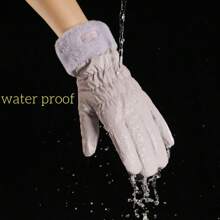 1 Paar Damen Herbst/Winter gefütterte & verstärkte warme Handschuhe, touchscreen-fähig, wasserfest, windundurchlässig, geeignet für Radfahren und Outdoor-Nutzung