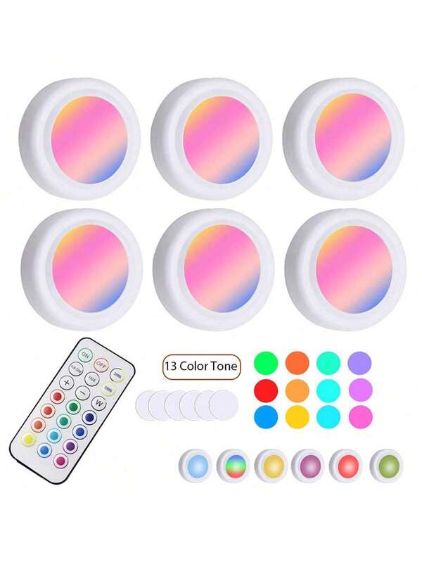 6pcs LED Night Light, Portable Cabinet Light, Magnetic Back Design, Hands-Free Night Light For Shelves, Sheds, Kitchens, Lofts, Lighting Installation