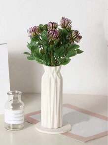 1 pieza Jarrón de plástico blanco, jarrón de aspecto cerámico simple para flores, adecuado para dormitorio, sala de estar, decoración de balcón, mesa de comedor, gabinete de TV, hecho de material PP con diseño antideslizante, adecuado como regalo de cumpleaños o graduación, decoración del hogar, decoración de la habitación, jarrón de flores, jarrón de vidrio