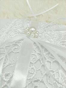 1 pieza Almohada para alianzas de boda, almohada de portador de anillos color marfil, soporte para portador de anillos para ceremonia de boda