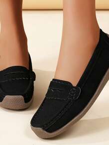 Women Simple Flat Slip-On Casual Outdoor Shoes, Lightweight Low-Top Sneakers