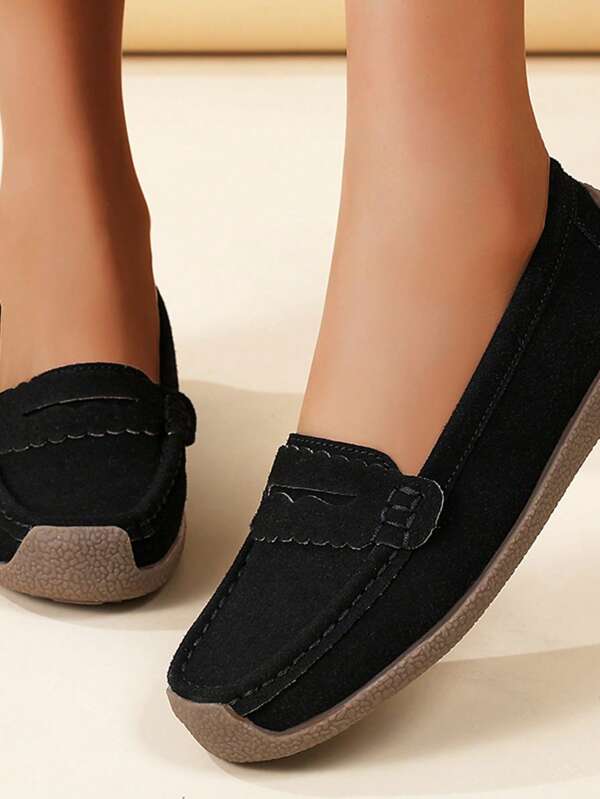 Women Simple Flat Slip-On Casual Outdoor Shoes, Lightweight Low-Top Sneakers